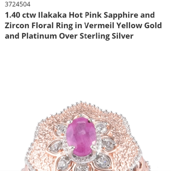 Sold ILAKAKA Hot Pink Sapphire Diamond Accent Vermeil Gold Cocktail Ring - Picture 8 of 9
